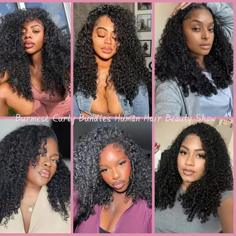 Burmese Curly Human Hair Half Wig