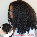 Burmese Curly Human Hair Half Wig
