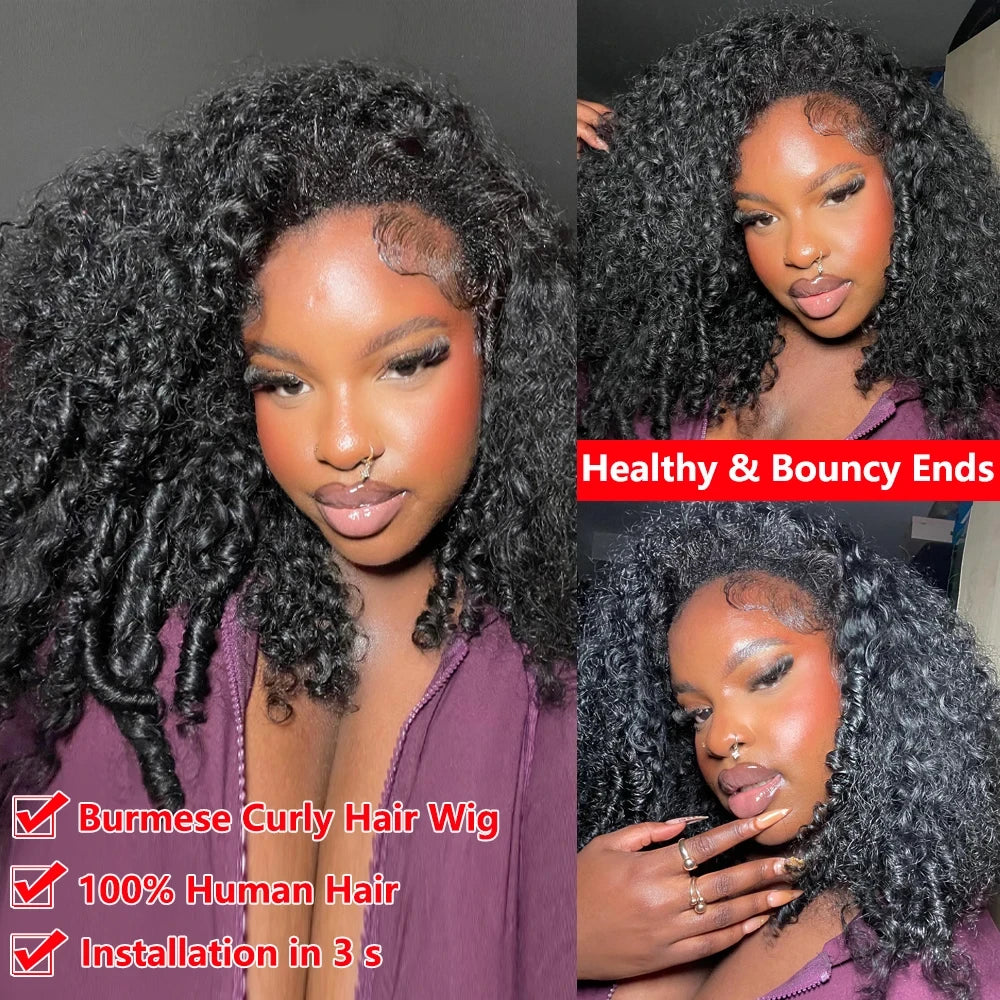 Burmese Curly Human Hair Half Wig